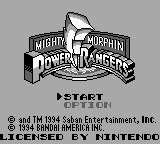 Mighty Morphin Power Rangers title screen for GameBoy